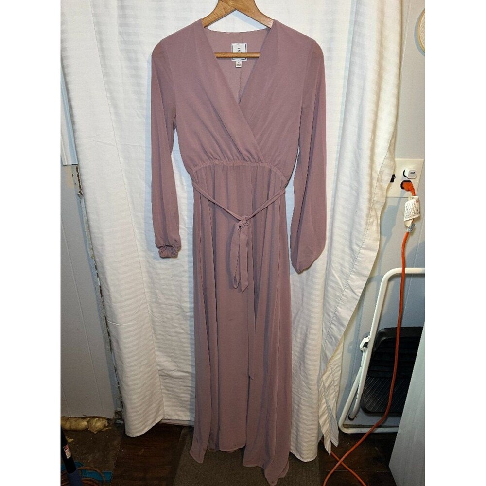 DB Studio Mauve Maxi Dress Size 4 Long Sleeve Formal